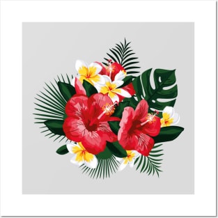 Tropical Flowers. Hibiscus and Plumeria Posters and Art